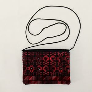 Atfaluna Crafts Embroidered Garnet Bead Crossbody